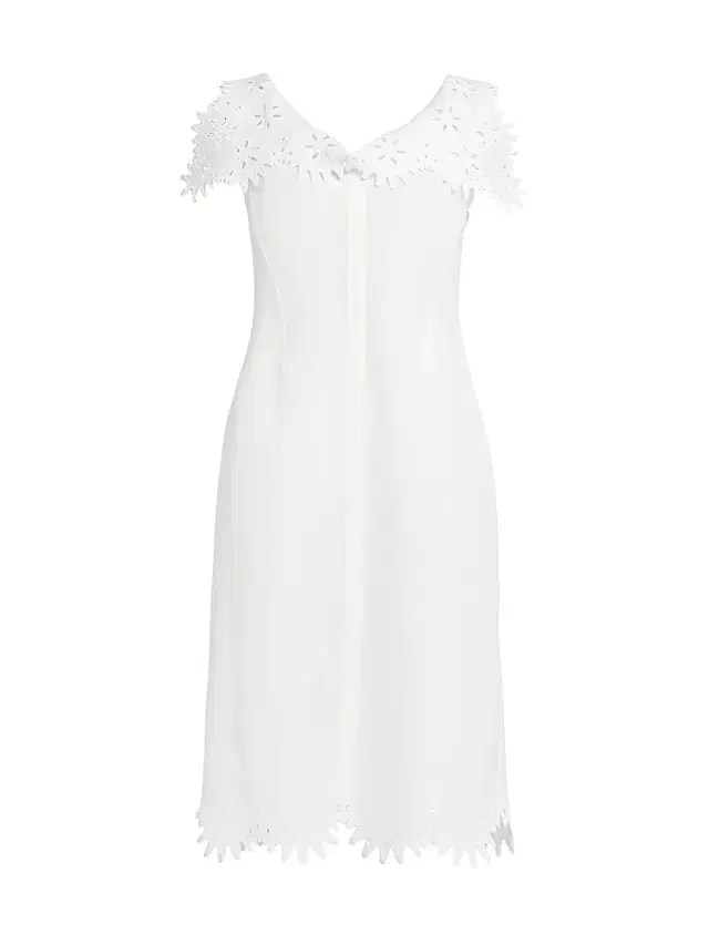 Bottega Veneta Women's Floral Cut-Out Midi-Dress - Chalk