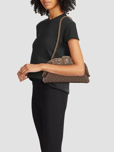 Bottega Veneta Women's Lauren 1980 Padded Intrecciato Leather Clutch - Kaki | Thumbnail 2 Bottega Veneta Women's Lauren 1980 Padded Intrecciato Leather Clutch - Kaki | Thumbnail 2