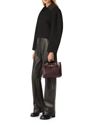 Bottega Veneta Women's Andiamo Small Chain Intrecciato Leather Top-Handle Bag - Barolo Brass | Thumbnail 4 Bottega Veneta Women's Andiamo Small Chain Intrecciato Leather Top-Handle Bag - Barolo Brass | Thumbnail 4
