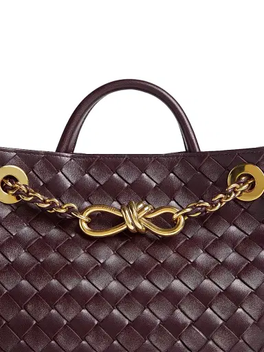 Bottega Veneta Women's Andiamo Small Chain Intrecciato Leather Top-Handle Bag - Barolo Brass | Thumbnail 8 Bottega Veneta Women's Andiamo Small Chain Intrecciato Leather Top-Handle Bag - Barolo Brass | Thumbnail 8