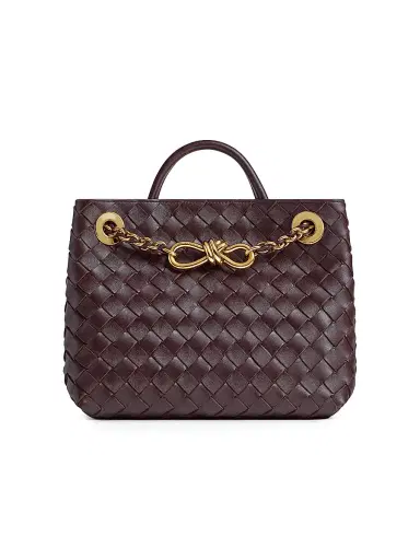 Bottega Veneta Women's Andiamo Small Chain Intrecciato Leather Top-Handle Bag - Barolo Brass | Thumbnail 1 Bottega Veneta Women's Andiamo Small Chain Intrecciato Leather Top-Handle Bag - Barolo Brass | Thumbnail 1