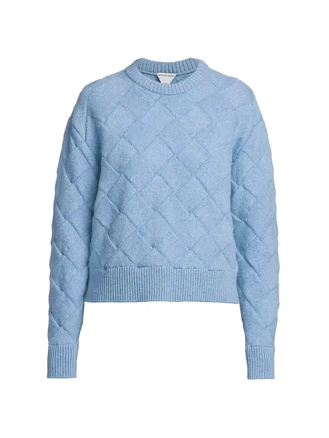 Bottega Veneta Women's Textured Diamond Wool Sweater - Riverbed