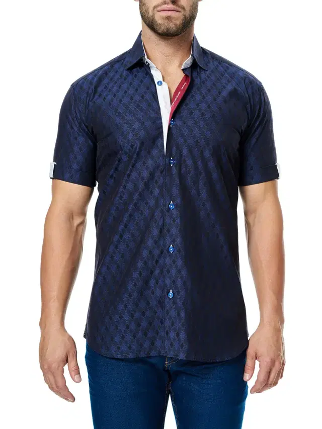 Maceoo Men's Fresh Losange Shirt - Blue