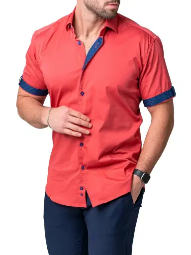 Maceoo Men's Galileo Sleek Shirt - Orange | Thumbnail 2 Maceoo Men's Galileo Sleek Shirt - Orange | Thumbnail 2