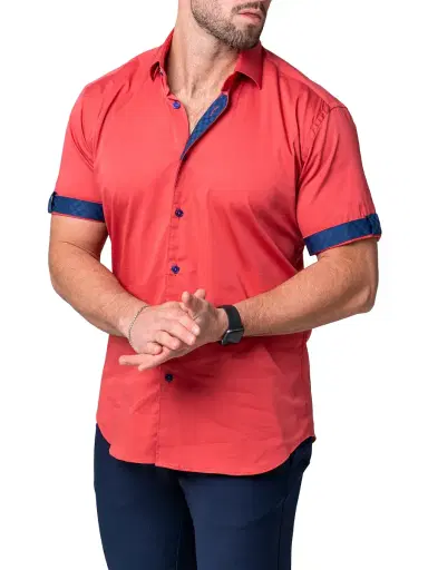 Maceoo Men's Galileo Sleek Shirt - Orange | Thumbnail 6 Maceoo Men's Galileo Sleek Shirt - Orange | Thumbnail 6
