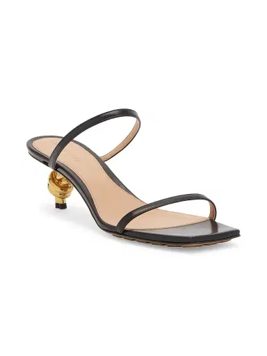 Bottega Veneta Women's 45MM Knot Heel Leather Sandals - Black | Thumbnail 2 Bottega Veneta Women's 45MM Knot Heel Leather Sandals - Black | Thumbnail 2