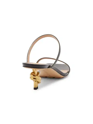 Bottega Veneta Women's 45MM Knot Heel Leather Sandals - Black | Thumbnail 3 Bottega Veneta Women's 45MM Knot Heel Leather Sandals - Black | Thumbnail 3