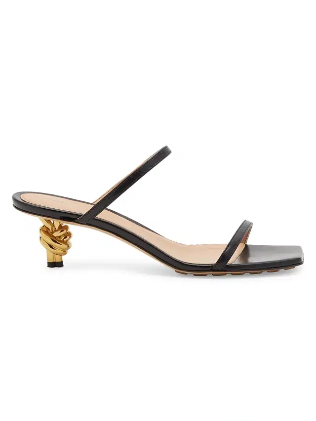 Women's 45MM Knot Heel Leather Sandals - Black