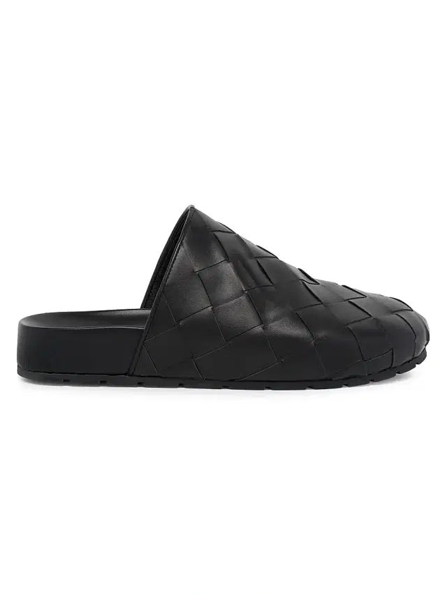 Men's Reggie Intrecciato Leather Mules - Black
