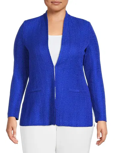Ming Wang Women's Plus Modified Stand Collar Jacket | Thumbnail 3 Ming Wang Women's Plus Modified Stand Collar Jacket | Thumbnail 3