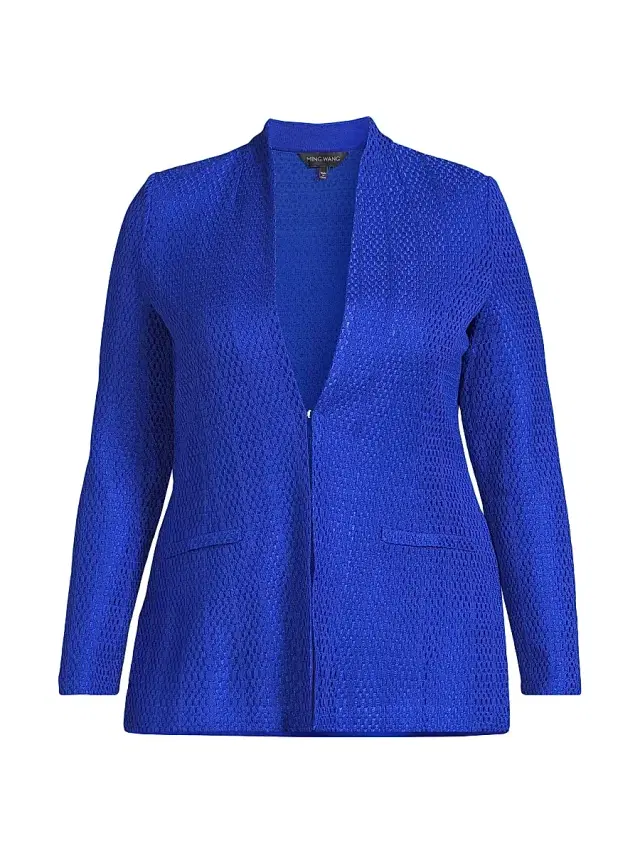 Ming Wang Women's Plus Modified Stand Collar Jacket