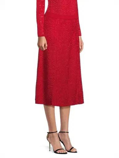 Misook Women's A-Line Tonal Knit Midi-Skirt - Rouge | Thumbnail 4