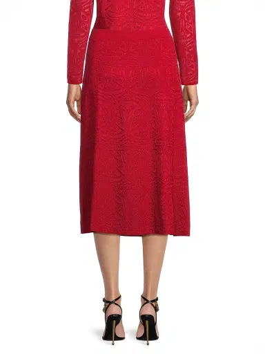 Misook Women's A-Line Tonal Knit Midi-Skirt - Rouge | Thumbnail 5