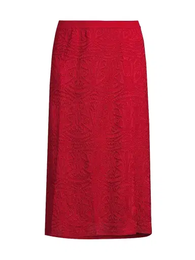 Misook Women's A-Line Tonal Knit Midi-Skirt - Rouge | Thumbnail 1