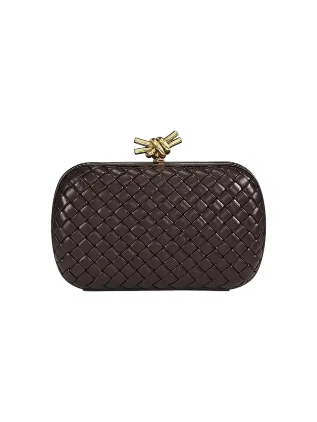 Women's Knot Padded Intreccio Leather Minaudière - Fondant