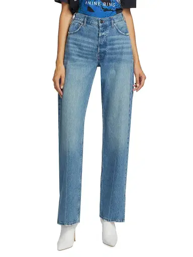 Anine Bing Women's Roy High-Rise Straight Jean - Nordic Blue - Size 32 | Thumbnail 3