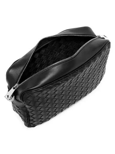 Bottega Veneta Men's Borsa Leather Shoulder Bag - Black Silver | Thumbnail 3