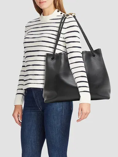 Bottega Veneta Women's Andiamo Large Leather Top Handle Bag - Black | Thumbnail 2