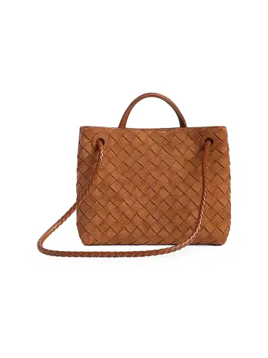Bottega Veneta Women's Andiamo Intrecciato Suede Top Handle Bag - Amber | Thumbnail 7 Bottega Veneta Women's Andiamo Intrecciato Suede Top Handle Bag - Amber | Thumbnail 7