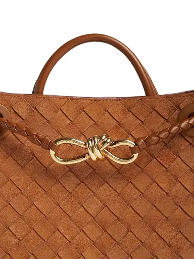 Bottega Veneta Women's Andiamo Intrecciato Suede Top Handle Bag - Amber | Thumbnail 8 Bottega Veneta Women's Andiamo Intrecciato Suede Top Handle Bag - Amber | Thumbnail 8