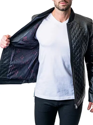 Maceoo Men's Leather Croco Jacket - Black - Size XXL | Thumbnail 4