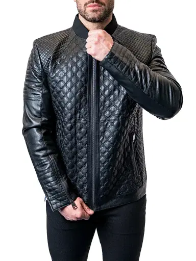 Maceoo Men's Leather Croco Jacket - Black - Size XXL | Thumbnail 5