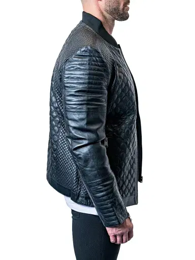 Maceoo Men's Leather Croco Jacket - Black - Size XXL | Thumbnail 6