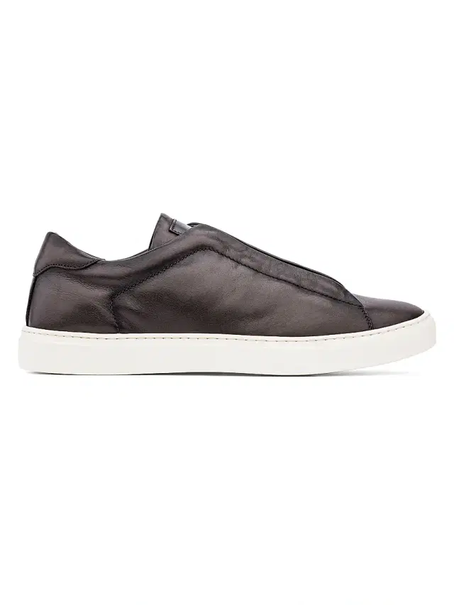 Men's Bolla Leather Slip-On Sneakers - Dark Brown