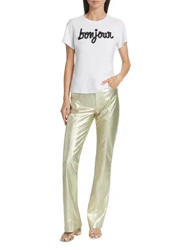 Cinq à Sept Women's Bonjour Sequined Slub Cotton T-Shirt | Thumbnail 2