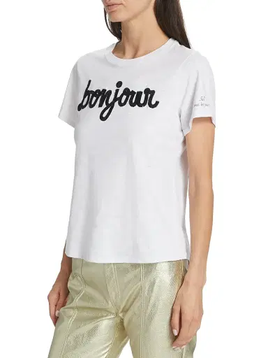 Cinq à Sept Women's Bonjour Sequined Slub Cotton T-Shirt | Thumbnail 4