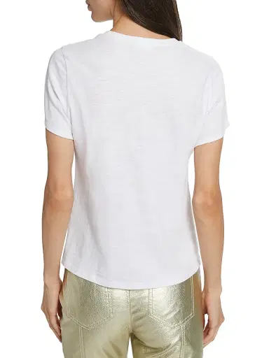 Cinq à Sept Women's Bonjour Sequined Slub Cotton T-Shirt | Thumbnail 5