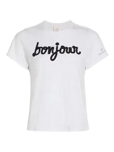 Cinq à Sept Women's Bonjour Sequined Slub Cotton T-Shirt | Thumbnail 1