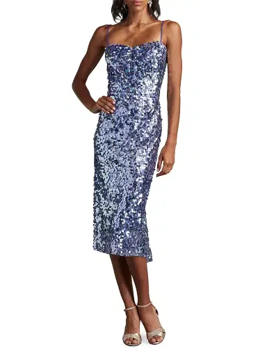 Sho by Tadashi Shoji Women's Paillettes Lattice Midi-Dress - Violet Shimmer - Size Medium | Thumbnail 3 Sho by Tadashi Shoji Women's Paillettes Lattice Midi-Dress - Violet Shimmer - Size Medium | Thumbnail 3