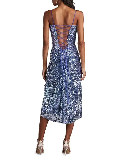 Sho by Tadashi Shoji Women's Paillettes Lattice Midi-Dress - Violet Shimmer - Size Medium | Thumbnail 4 Sho by Tadashi Shoji Women's Paillettes Lattice Midi-Dress - Violet Shimmer - Size Medium | Thumbnail 4