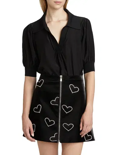 Cinq à Sept Women's Weldon Gathered Top - Black | Thumbnail 3