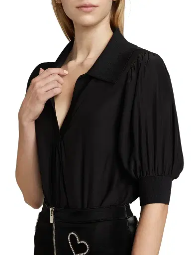 Cinq à Sept Women's Weldon Gathered Top - Black | Thumbnail 6