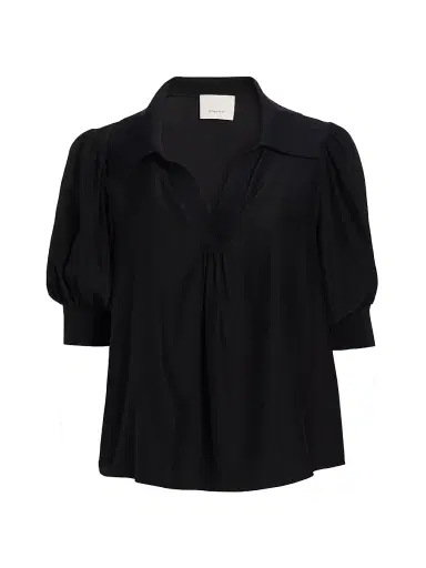 Cinq à Sept Women's Weldon Gathered Top - Black | Thumbnail 1