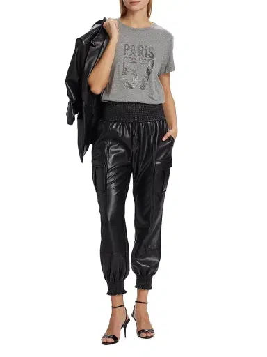 Cinq à Sept Women's Paris 57 EmbellishedCotton-Blend Short-Sleeve T-Shirt - Heather Grey Silver | Thumbnail 2