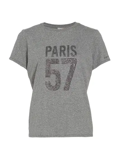 Cinq à Sept Women's Paris 57 EmbellishedCotton-Blend Short-Sleeve T-Shirt - Heather Grey Silver | Thumbnail 1