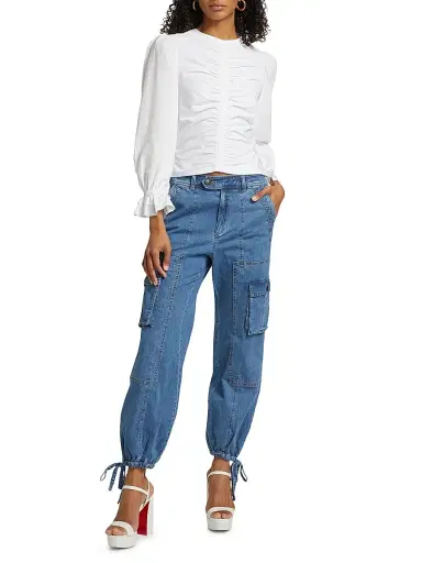 Cinq à Sept Women's Zola Denim Cargo Pants | Thumbnail 2