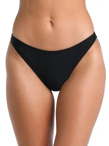 L'AGENCE Women's Solids Jean Scoop-Front Bikini Bottom - Black | Thumbnail 2