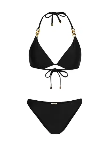 L'AGENCE Women's Solids Jean Scoop-Front Bikini Bottom - Black | Thumbnail 4