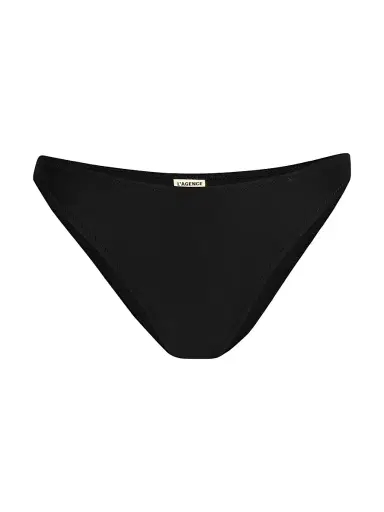 L'AGENCE Women's Solids Jean Scoop-Front Bikini Bottom - Black | Thumbnail 1