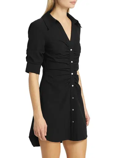 Cinq à Sept Women's Elina Gathered Mini-Shirtdress - Black - Size 14 | Thumbnail 4
