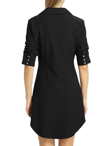 Cinq à Sept Women's Elina Gathered Mini-Shirtdress - Black - Size 14 | Thumbnail 5