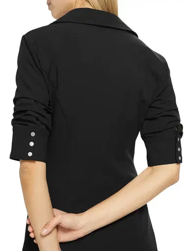 Cinq à Sept Women's Elina Gathered Mini-Shirtdress - Black - Size 14 | Thumbnail 6