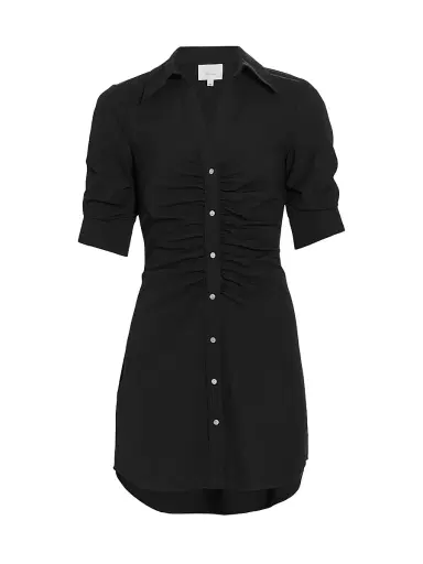 Cinq à Sept Women's Elina Gathered Mini-Shirtdress - Black - Size 14 | Thumbnail 1