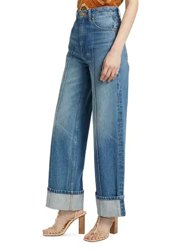 Ulla Johnson Women's The Genevieve High-Rise Wide-Leg Jeans - Danube Medium Indigo Wash - Size 30 | Thumbnail 4 Ulla Johnson Women's The Genevieve High-Rise Wide-Leg Jeans - Danube Medium Indigo Wash - Size 30 | Thumbnail 4