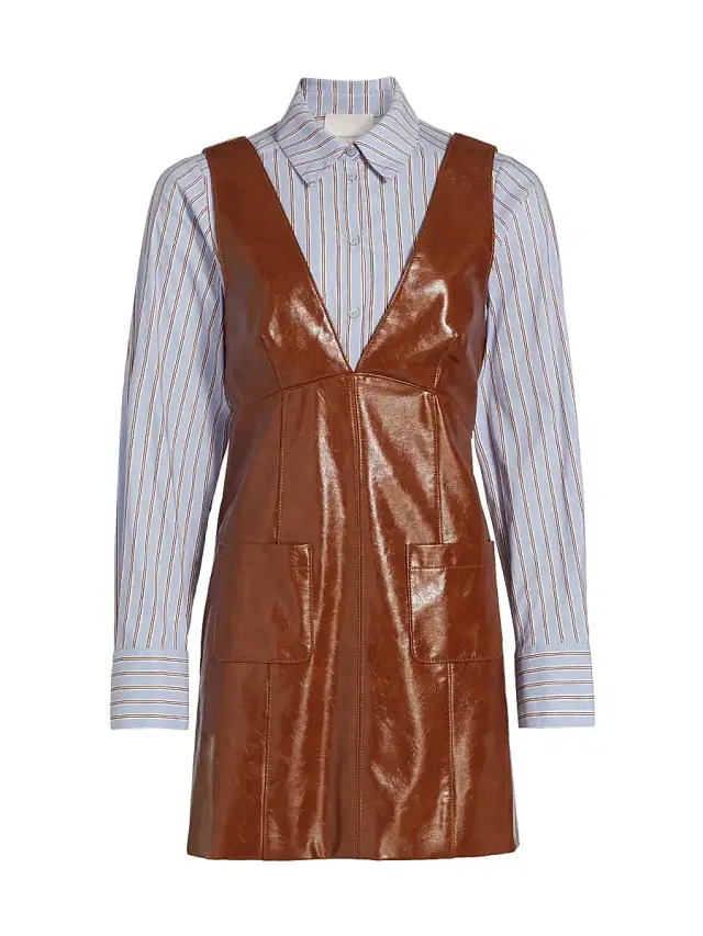 Cinq à Sept Women's Tade Layered Faux Leather Minidress - Smoked Paprika Iris Storm