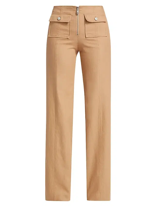 Cinq à Sept Women's Azure Cotton-Blend Zip Pants - Sahara